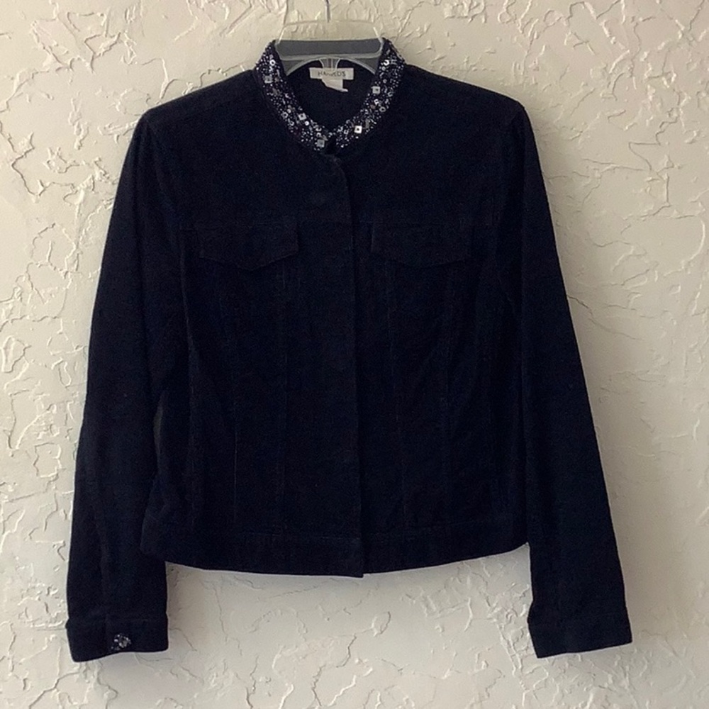 Rhinestone Collar Button Down Jacket - image 1